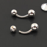 925 Silver Belly Button Ring Double Ball Arc Rod Piercing