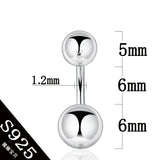 925 Silver Belly Button Ring Double Ball Arc Rod Piercing