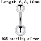925 Silver Belly Button Ring Double Ball Arc Rod Piercing