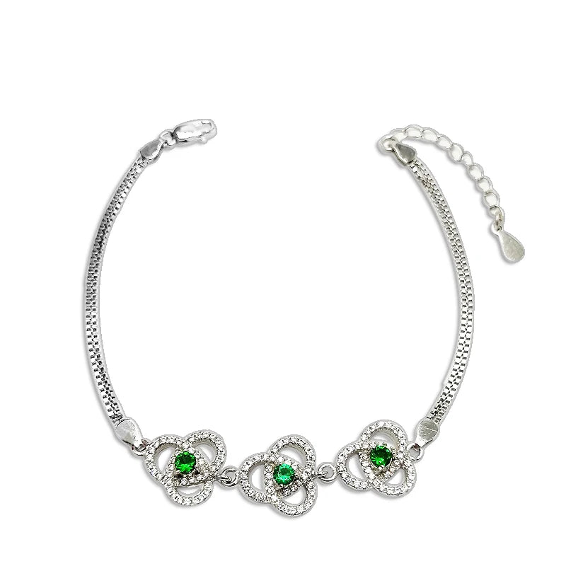 925 Sterling Silver Green Bracelet for Women
