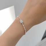 925 Silver Bracelet Smiley Face Ground Irregular Wedding Bangle