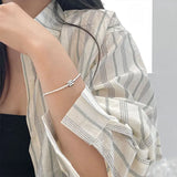 925 Silver Bracelet Smiley Face Ground Irregular Wedding Bangle