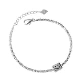 925 Silver Bracelet Smiley Face Ground Irregular Wedding Bangle