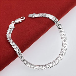 925 Sterling Silver Bracelet, 6mm Halter, Chain Jewelry Wedding Engagement