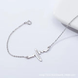 925 Silver Heartbeat Charm Bracelet for Women