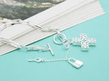 925 Silver Bracelet Cross Pendant Charm Jewelry