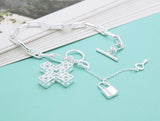925 Silver Bracelet Cross Pendant Charm Jewelry
