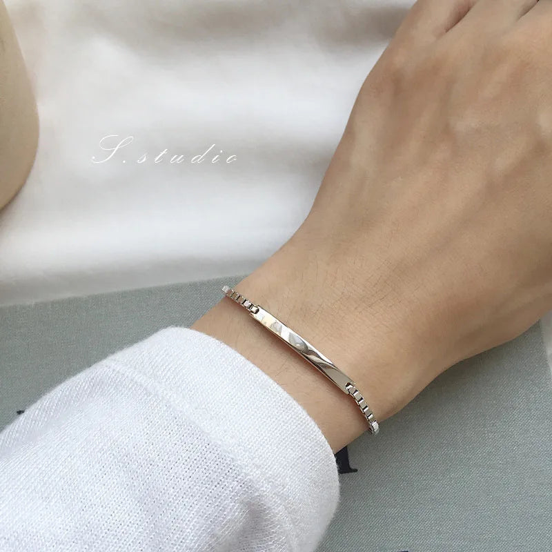 925 Silver Box Chain Bracelet for Women