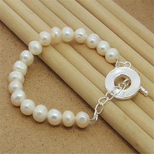 925 Silver Bracelet Freshwater Pearl Wedding Jewelry