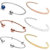 925 Sterling Silver Beaded Bracelet with Snake Chain for Women