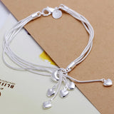 925 Silver Wedding Bracelet Heart Charm Lady Valentine Jewelry