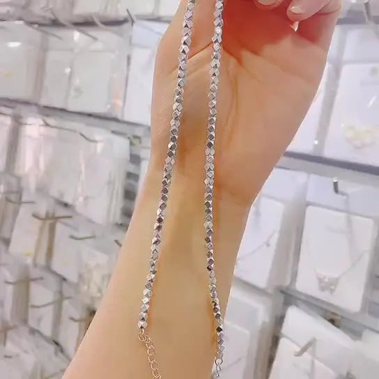 925 Sterling Silver Irregular Cut Square Bracelet