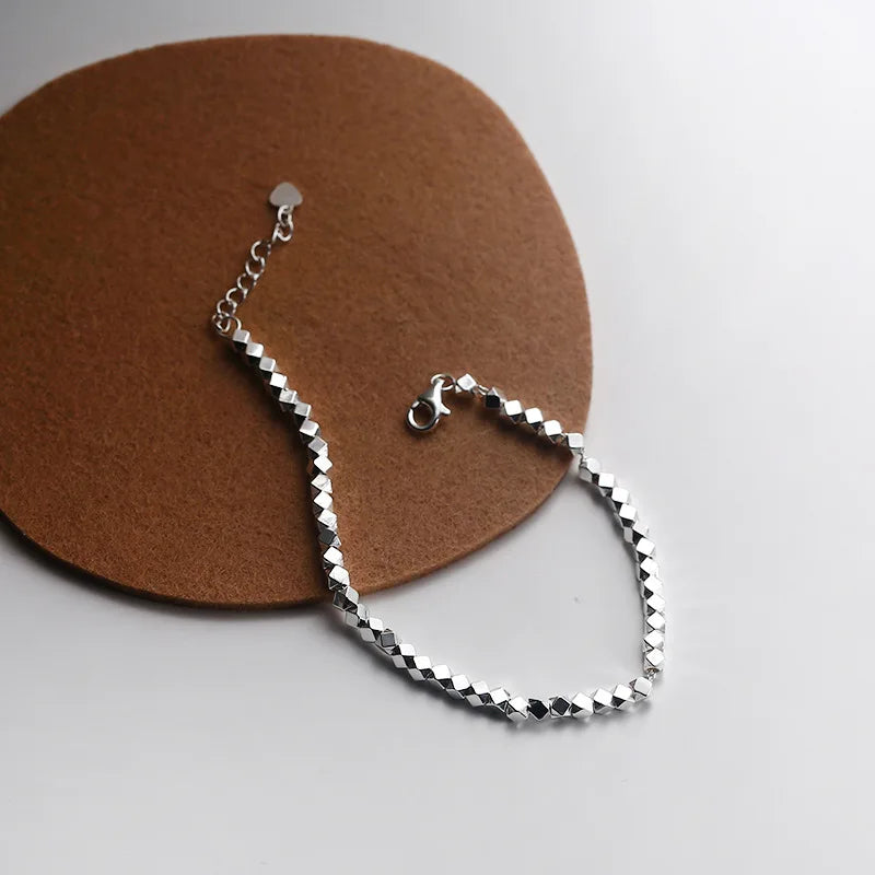 925 Sterling Silver Irregular Cut Square Bracelet DIY Jewelry