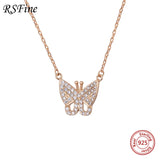 925 Silver Butterfly Necklace Diamond Choker for Women