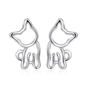 925 Sterling Silver Cat Earrings Animal Earrings for Girls