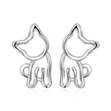 925 Sterling Silver Cat Earrings Animal Earrings for Girls