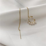 925 Silver Chain Ear Clip with Freshwater Pearl Earrings