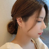 925 Silver Chain Ear Clip with Freshwater Pearl Earrings