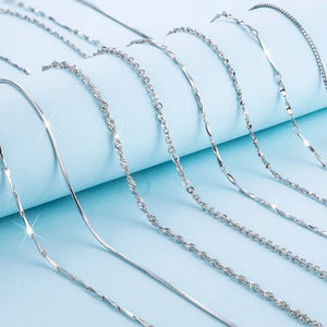 925 Silver Melon Seed/Water Wave Necklace for Women 40cm/45cm