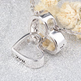 925 Silver Double Love Pendant Necklace for Couples
