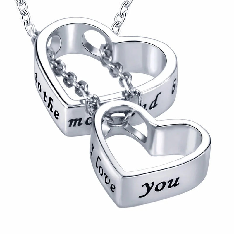 925 Silver Double Love Pendant Necklace for Couples