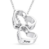 925 Silver Double Love Pendant Necklace for Couples