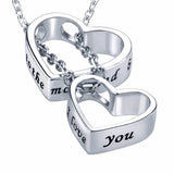 925 Silver Double Love Pendant Necklace for Couples