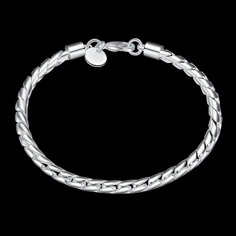 925 Silver Charm 4MM Snake Chain Bracelets Wedding Accessories