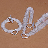 925 Silver Charm Tassel Heart Jewelry Set for Women