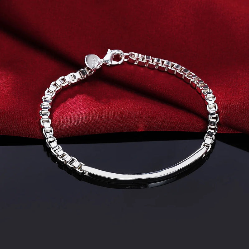 925 Silver Charm Bracelet Wild Lattice Chain Wedding Accessories