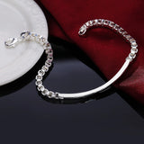 925 Silver Charm Bracelet Wild Lattice Chain Wedding Accessories