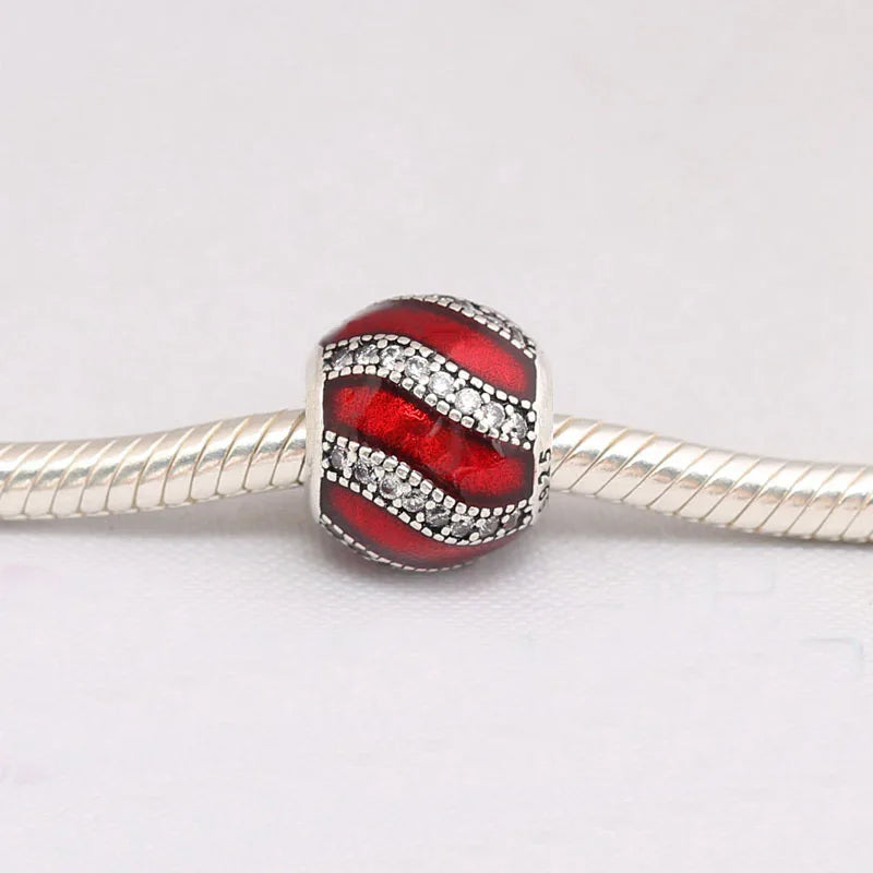 925 Sterling Silver Red Charm Beads Jewelry