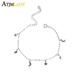 925 Sterling Silver Charm Bracelet for Women Lightning Moon Star
