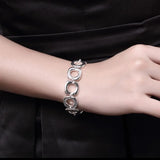 925 Silver Charm Square Chain Bracelet Wedding Jewelry