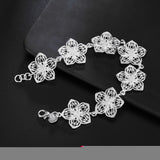 925 Silver Flower Charm Bracelet Wedding Jewelry Christmas