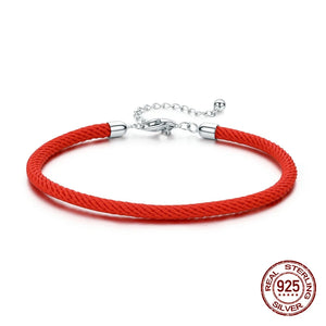 925 Silver Charm Red Rope Bracelet for Women