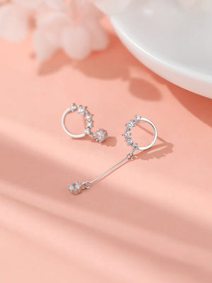 925 Silver Circle Earrings for Women - Asymmetric Style