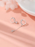 925 Silver Circle Earrings for Women - Asymmetric Style