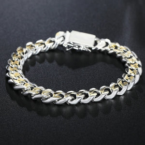 925 Silver Chain Bracelet Square Buckle Wedding Jewelry