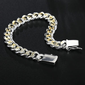 925 Silver Chain Bracelet Square Buckle Wedding Jewelry