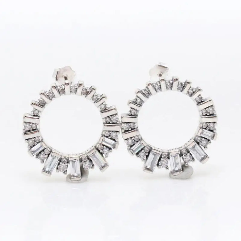 925 Silver Snowflake Crystal Earrings for Women's Wedding