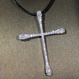 925 Sterling Silver Cross Pendant Necklace Zircon Party Jewelry