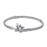 925 Silver Heart & Star Clasp Bracelet for Charm Beads DIY