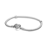 925 Silver Heart & Star Clasp Bracelet for Charm Beads DIY