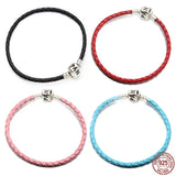 925 Silver Leather Snake Bone Chain Bracelet for Charm Beads DIY Jewelry