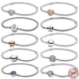 925 Silver Heart Crown Buckle Bracelet for Women