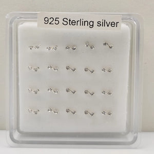 925 Silver Clear Crystal Nose Stud Piercing 20pcs/pack