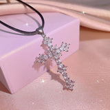 925 Silver Cross Necklace Female Pendant Light Niche Sense Clavicle Chain