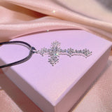925 Silver Cross Necklace Female Pendant Light Niche Sense Clavicle Chain