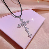 925 Silver Cross Necklace Female Pendant Light Niche Sense Clavicle Chain